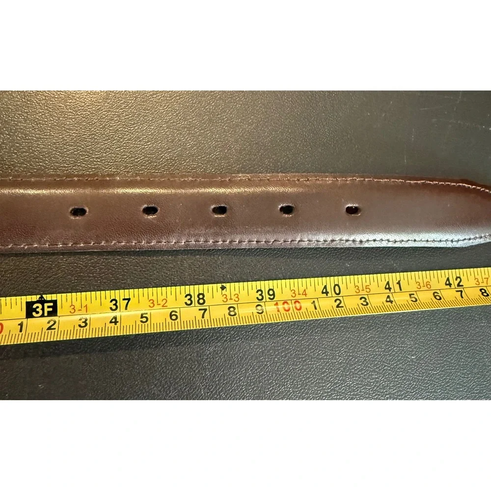 Mens Size 38 Leather Belt Brown‎ Gold Buckle Made in USA Career Preppy Western